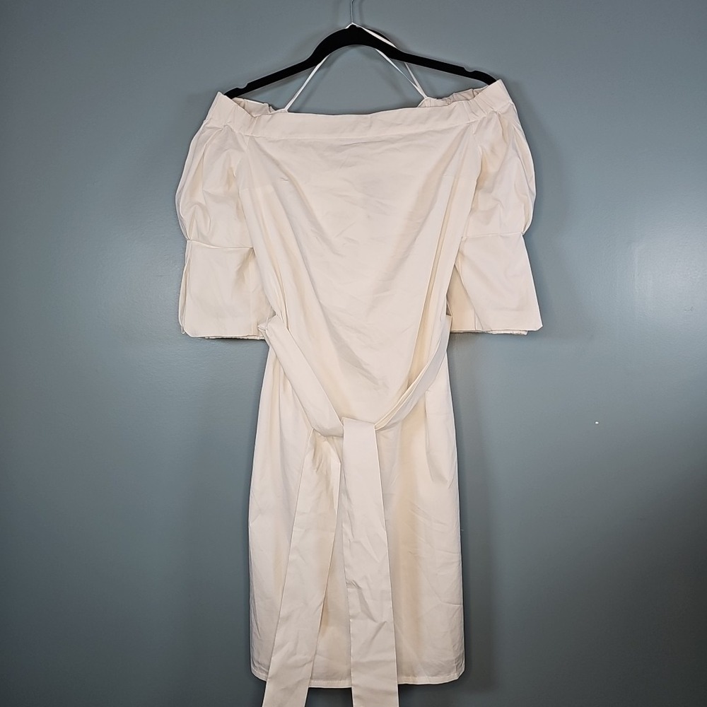 NWT Banana Republic Cotton Blend Poplin Cold Shoulder Dress White Midi Size 6
